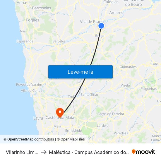 Vilarinho Limite 2/1) to Maiêutica - Campus Académico do Ismai e Ipmaia map