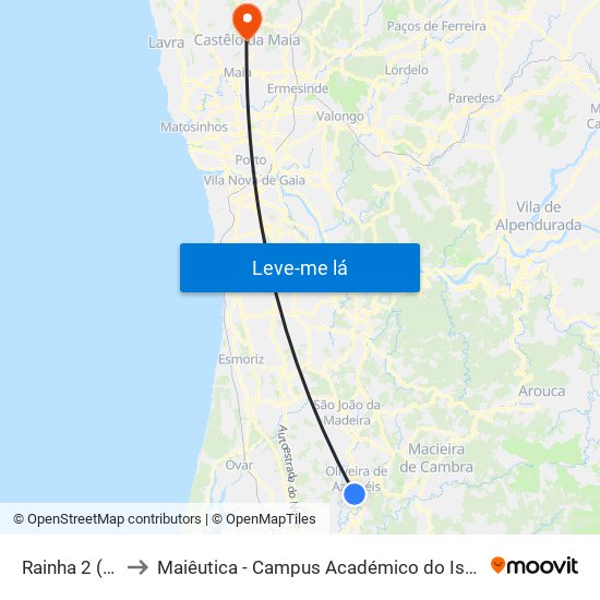 Rainha 2 (OAZ) to Maiêutica - Campus Académico do Ismai e Ipmaia map