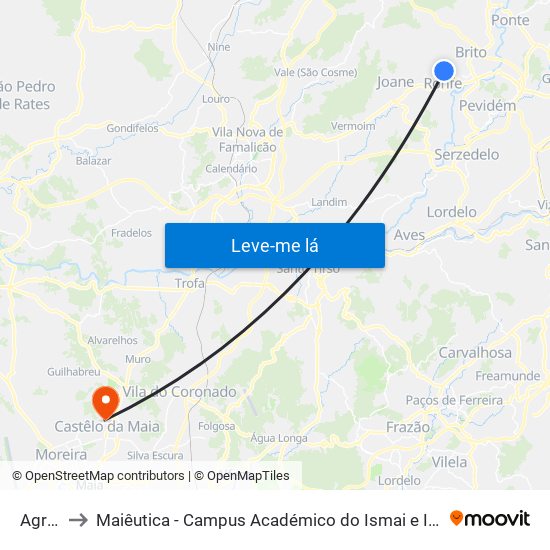 Agras to Maiêutica - Campus Académico do Ismai e Ipmaia map