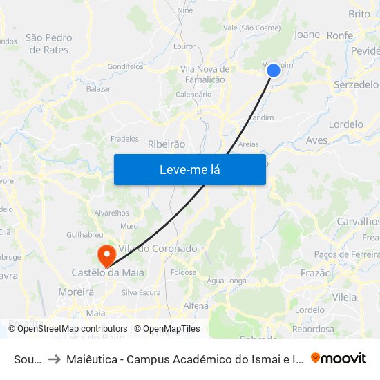 Souto to Maiêutica - Campus Académico do Ismai e Ipmaia map