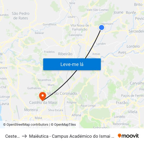 Cesteiro to Maiêutica - Campus Académico do Ismai e Ipmaia map