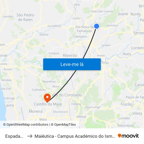 Espadaneira to Maiêutica - Campus Académico do Ismai e Ipmaia map