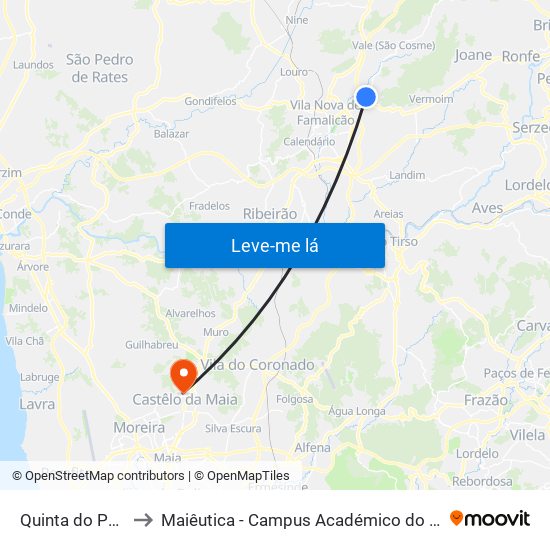 Quinta do Pacheco to Maiêutica - Campus Académico do Ismai e Ipmaia map
