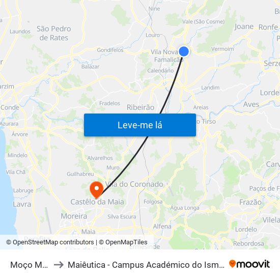 Moço Morto to Maiêutica - Campus Académico do Ismai e Ipmaia map