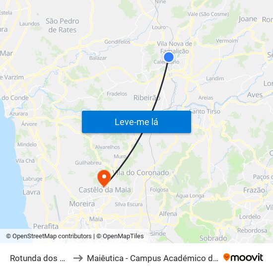 Rotunda dos Pinheiros to Maiêutica - Campus Académico do Ismai e Ipmaia map