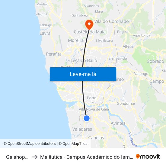 Gaiahopping to Maiêutica - Campus Académico do Ismai e Ipmaia map