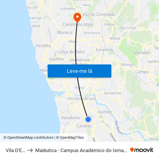 Vila D'Este to Maiêutica - Campus Académico do Ismai e Ipmaia map