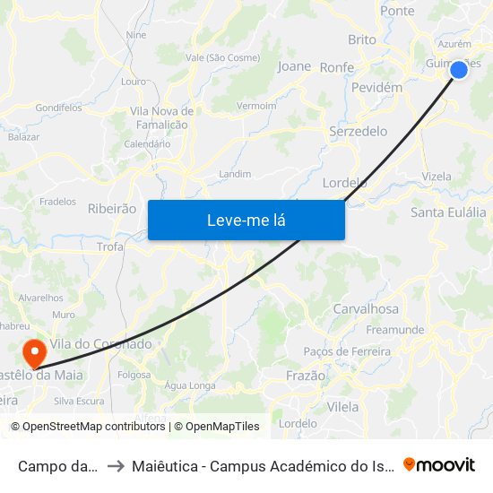 Campo da Feira to Maiêutica - Campus Académico do Ismai e Ipmaia map