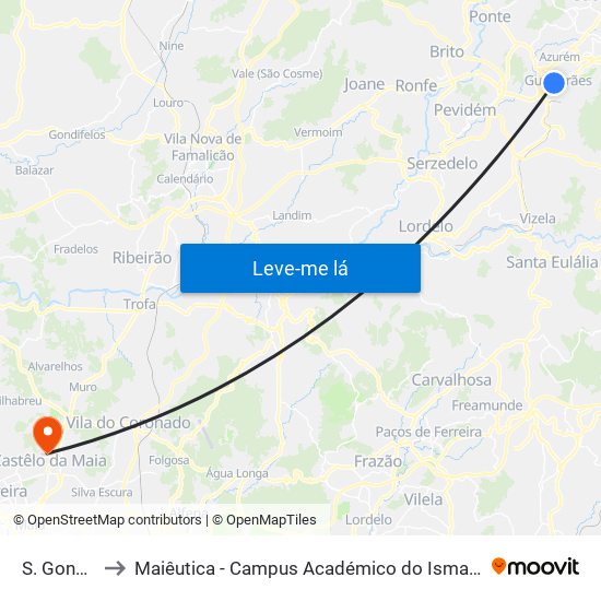 S. Gonçalo to Maiêutica - Campus Académico do Ismai e Ipmaia map