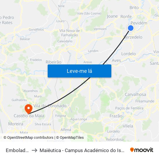 Emboladoura to Maiêutica - Campus Académico do Ismai e Ipmaia map