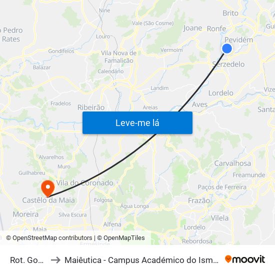 Rot. Gondar to Maiêutica - Campus Académico do Ismai e Ipmaia map