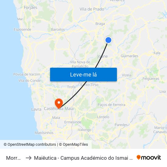 Morreira to Maiêutica - Campus Académico do Ismai e Ipmaia map