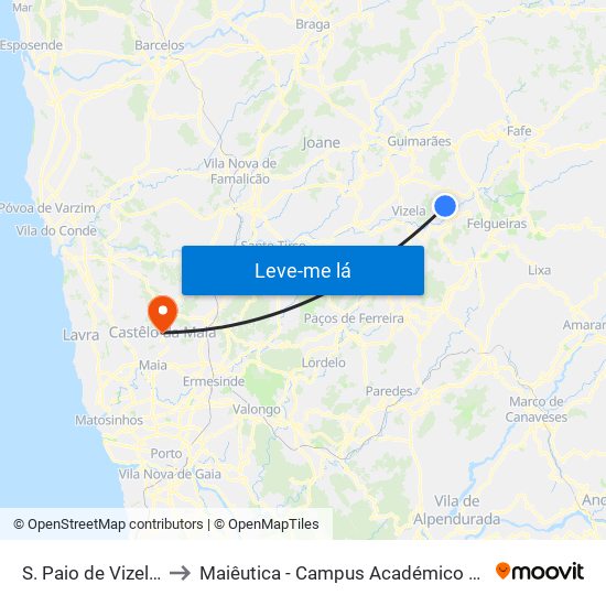 S. Paio de Vizela (Igreja) to Maiêutica - Campus Académico do Ismai e Ipmaia map