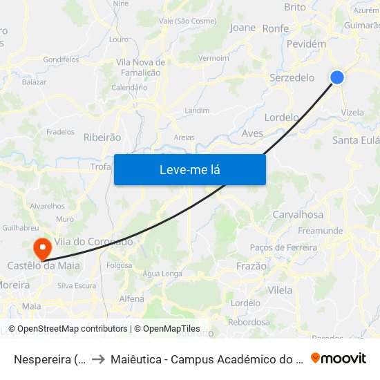 Nespereira (Igreja) to Maiêutica - Campus Académico do Ismai e Ipmaia map