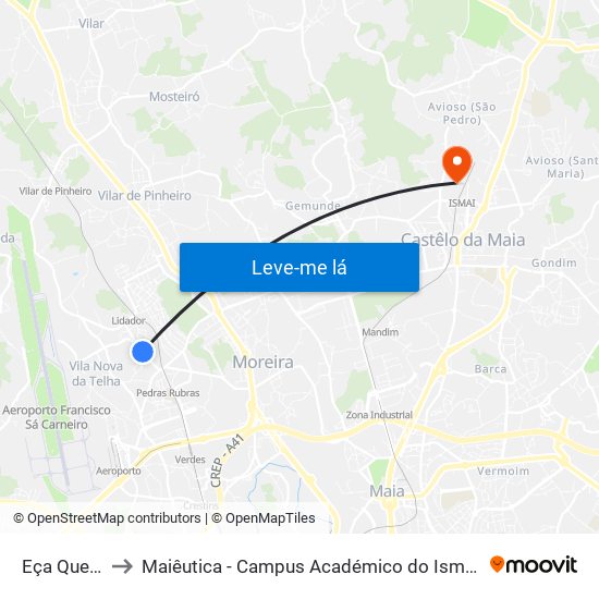 Eça Queirós to Maiêutica - Campus Académico do Ismai e Ipmaia map