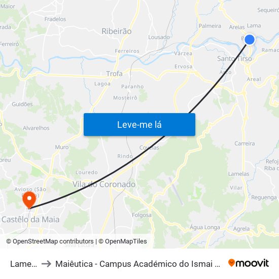 Lameira to Maiêutica - Campus Académico do Ismai e Ipmaia map