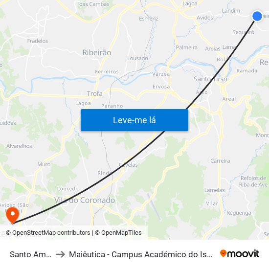 Santo Amaro to Maiêutica - Campus Académico do Ismai e Ipmaia map