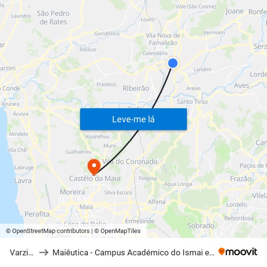 Varziela to Maiêutica - Campus Académico do Ismai e Ipmaia map