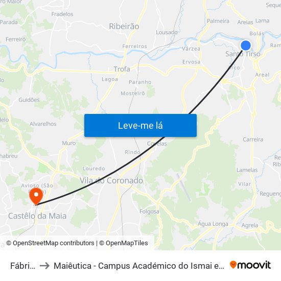 Fábrica to Maiêutica - Campus Académico do Ismai e Ipmaia map