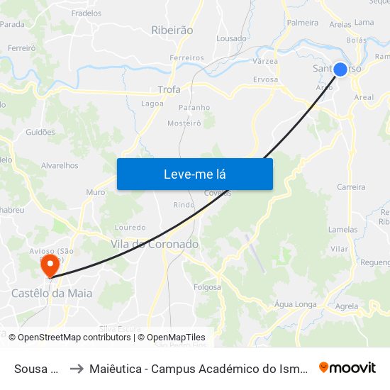 Sousa Cruz to Maiêutica - Campus Académico do Ismai e Ipmaia map