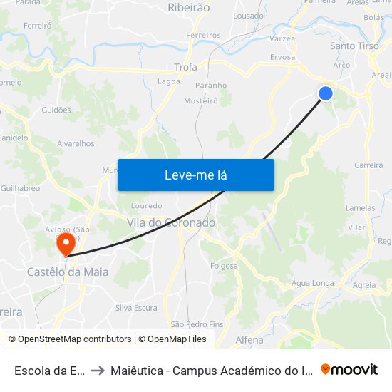 Escola da Ermida to Maiêutica - Campus Académico do Ismai e Ipmaia map