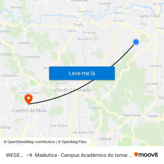 WEGEuro to Maiêutica - Campus Académico do Ismai e Ipmaia map