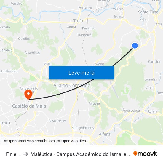 Finieco to Maiêutica - Campus Académico do Ismai e Ipmaia map