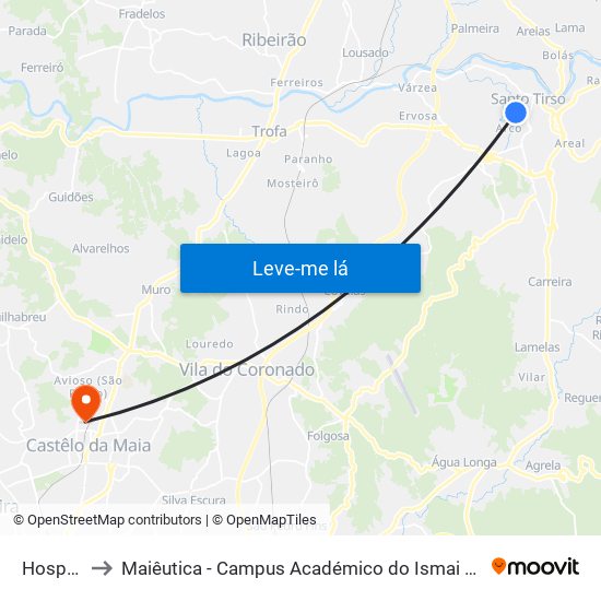 Hospital to Maiêutica - Campus Académico do Ismai e Ipmaia map
