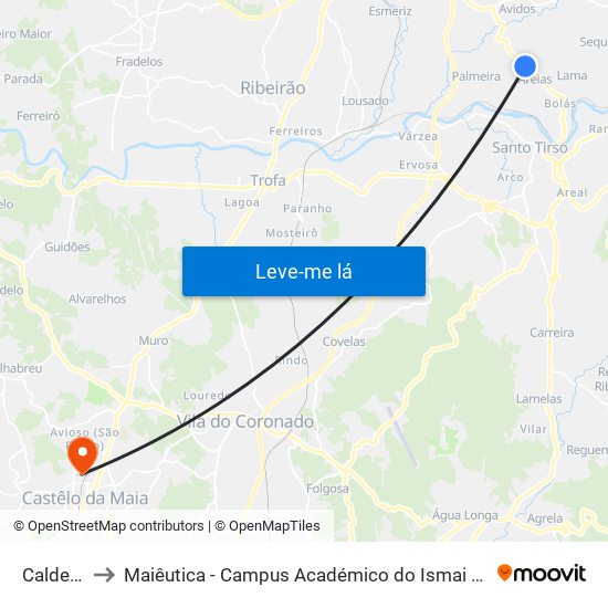 Caldelas to Maiêutica - Campus Académico do Ismai e Ipmaia map