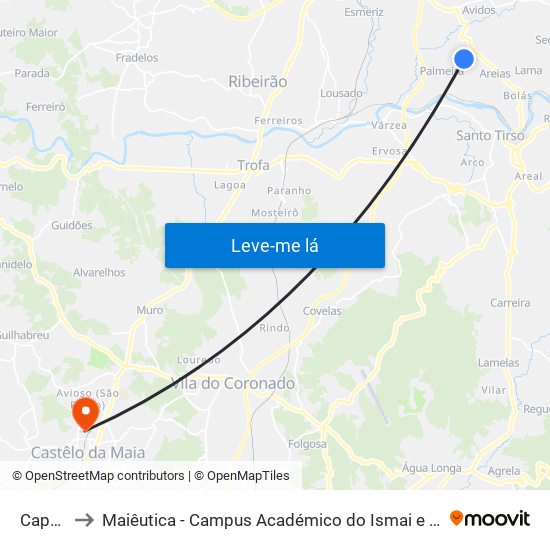 Capela to Maiêutica - Campus Académico do Ismai e Ipmaia map