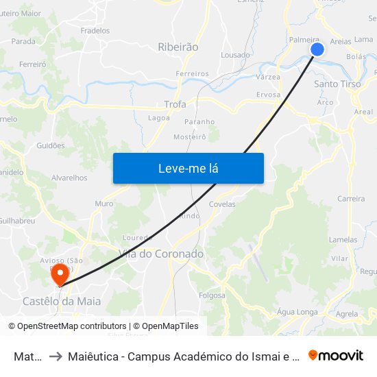Matos to Maiêutica - Campus Académico do Ismai e Ipmaia map