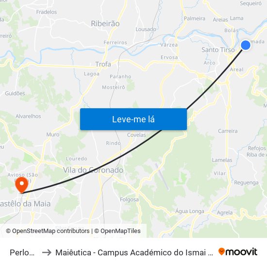 Perlonga to Maiêutica - Campus Académico do Ismai e Ipmaia map