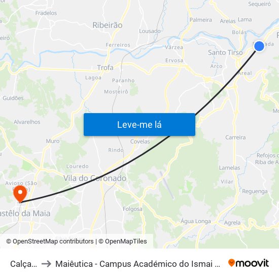 Calçada to Maiêutica - Campus Académico do Ismai e Ipmaia map