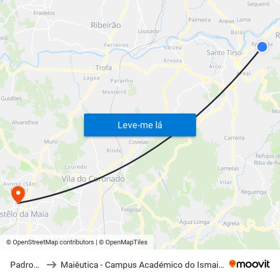 Padroeiro to Maiêutica - Campus Académico do Ismai e Ipmaia map