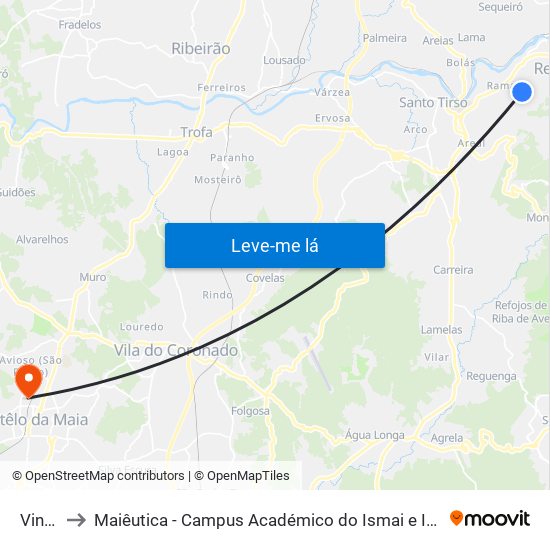 Vinha to Maiêutica - Campus Académico do Ismai e Ipmaia map