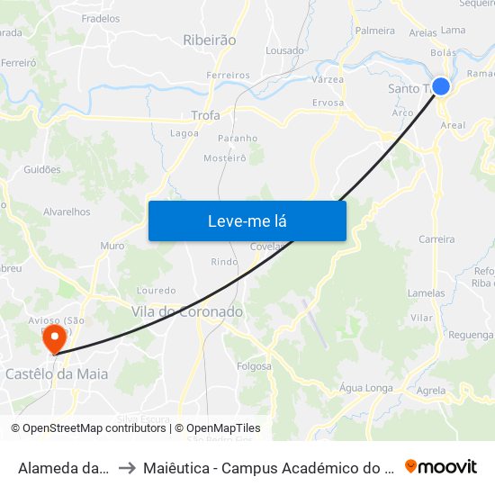 Alameda da Ponte to Maiêutica - Campus Académico do Ismai e Ipmaia map