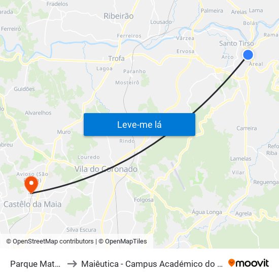 Parque Matadouro to Maiêutica - Campus Académico do Ismai e Ipmaia map