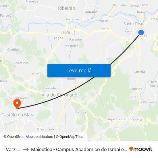 Varziela to Maiêutica - Campus Académico do Ismai e Ipmaia map