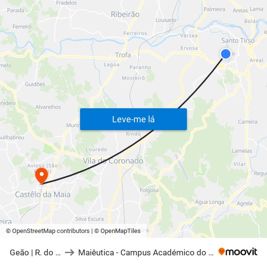 Geão | R. do Juncal to Maiêutica - Campus Académico do Ismai e Ipmaia map