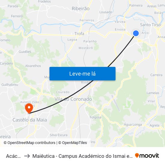 Acácias to Maiêutica - Campus Académico do Ismai e Ipmaia map