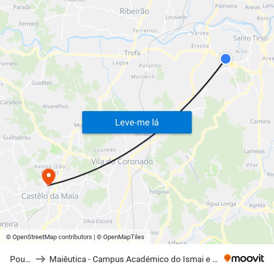 Poupa to Maiêutica - Campus Académico do Ismai e Ipmaia map