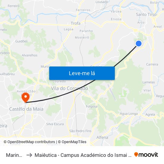 Marinhos to Maiêutica - Campus Académico do Ismai e Ipmaia map