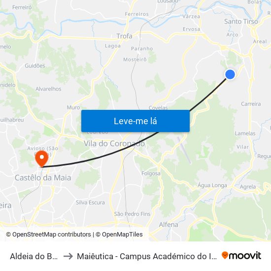 Aldeia do Bosque to Maiêutica - Campus Académico do Ismai e Ipmaia map