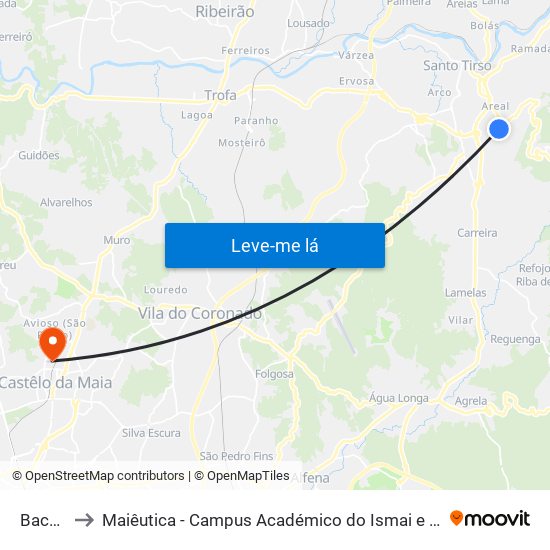 Bacelo to Maiêutica - Campus Académico do Ismai e Ipmaia map