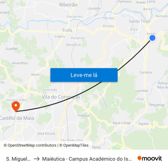 S. Miguel (JF) to Maiêutica - Campus Académico do Ismai e Ipmaia map