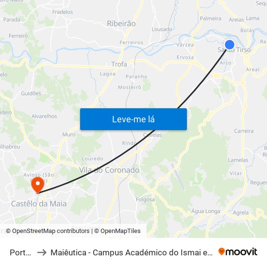 Portela to Maiêutica - Campus Académico do Ismai e Ipmaia map