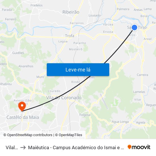 Vilalva to Maiêutica - Campus Académico do Ismai e Ipmaia map