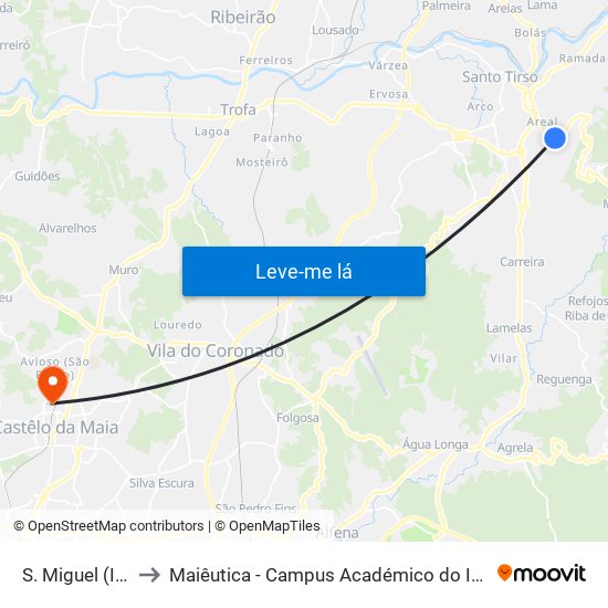 S. Miguel (Igreja) to Maiêutica - Campus Académico do Ismai e Ipmaia map