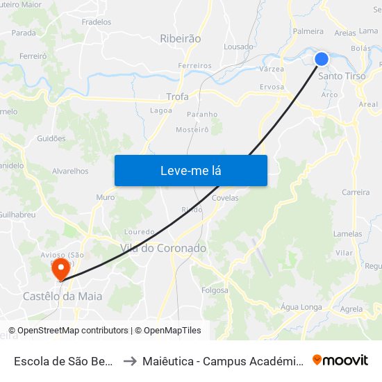 Escola de São Bento da Batalha to Maiêutica - Campus Académico do Ismai e Ipmaia map