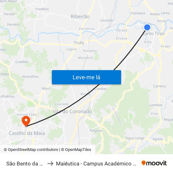 São Bento da Batalha 2 to Maiêutica - Campus Académico do Ismai e Ipmaia map